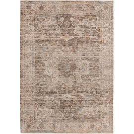 Tapis vintage rayé avec franges café Antik