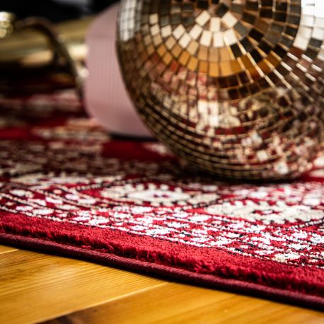 Tapis d'Orient vintage rouge 305x214cm, noué main, pièce de