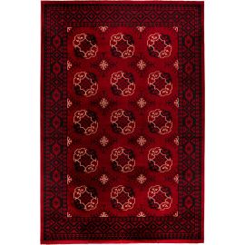 Tapis tissé plat rectangulaire motifs abstraits à poils ras