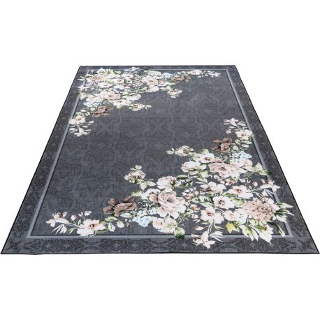 Tapis Motif Floral à Poils Courts Rectangulaire
