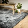 Tapis gris vintage rayé lavable en machine Vincent