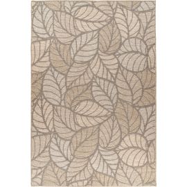 Tapis floral design intérieur et extérieur plat taupe Sahana