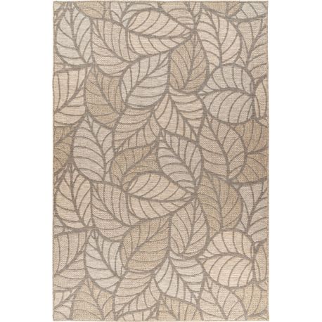 Tapis floral design intérieur et extérieur plat taupe Sahana