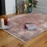 Tapis en laine recyclé lavable en machine vintage rayé Daphne