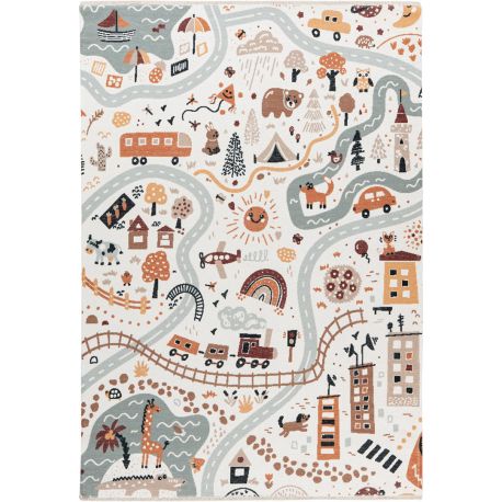 Tapis multicolore enfant lavable en machine plat Malika