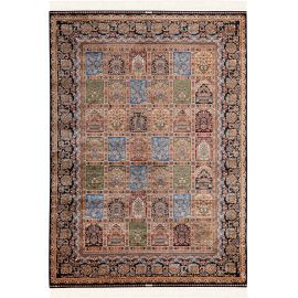 Tapis d'orient bleu avec franges luxe Katoun