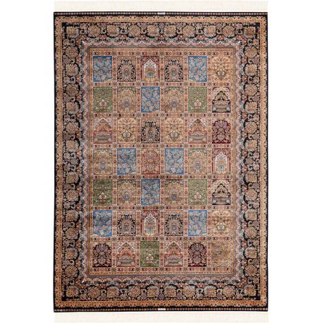 Tapis d'orient bleu avec franges luxe Katoun