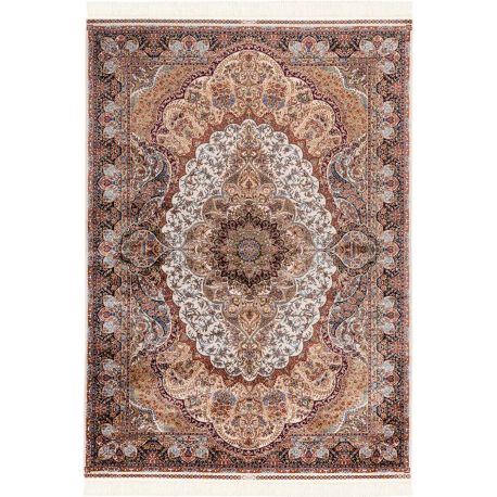 Tapis d'orient crème luxe avec franges Chiraz