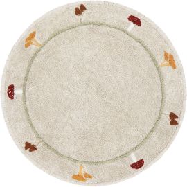 Tapis rond enfant lavable en machine coton Chanterelle