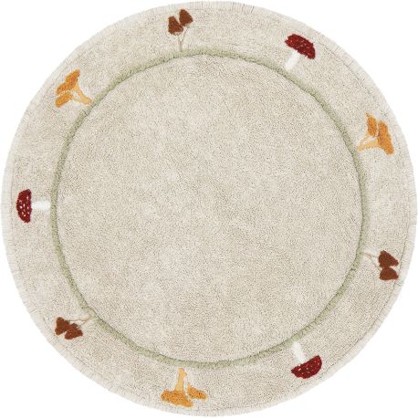 Tapis rond enfant lavable en machine coton Chanterelle