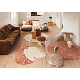 Tapis rond enfant lavable en machine coton Chanterelle