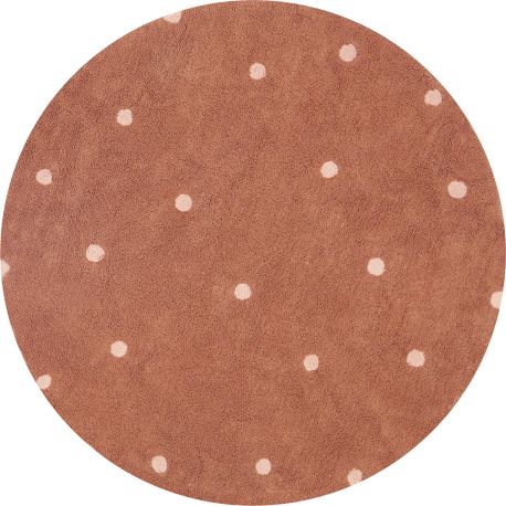 Tapis enfant rond lavable en machine coton Round Dot