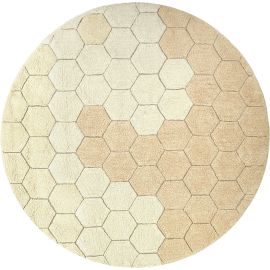 Tapis rond chambre enfant coton lavable en machine Honeycomb