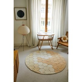 Tapis rond chambre enfant coton lavable en machine Honeycomb