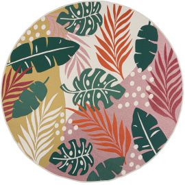 Tapis rond floral plat extérieur et intérieur moderne Hawaii