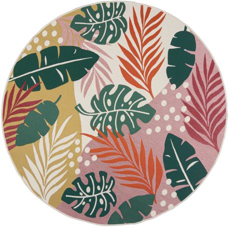 Tapis rond floral plat extérieur et intérieur moderne Hawaii