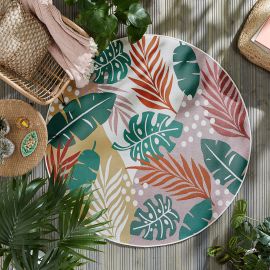 Tapis rond floral plat extérieur et intérieur moderne Hawaii
