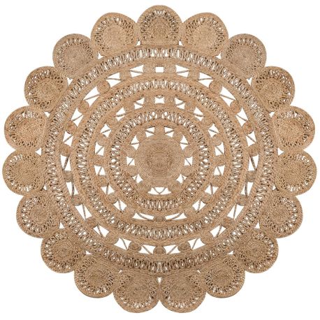 Tapis rond jute plat naturel Eden