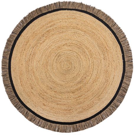 Tapis rond jute avec franges naturel Kahana