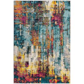 Tapis moderne courtes mèches rayé rectangle Abstraction