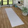 Tapis avec franges gris lavable en machine design rayé Nuance