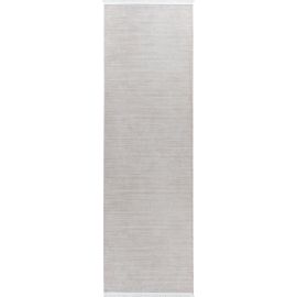 Tapis beige rayé lavable en machine moderne avec franges Slim