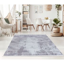 Tapis abstrait gris moderne lavable en machine avec franges Griff