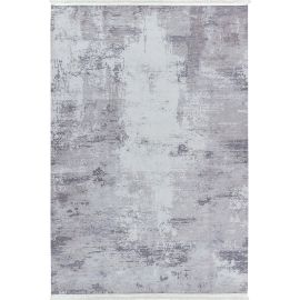 Tapis abstrait gris moderne lavable en machine avec franges Griff