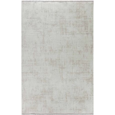 Tapis moderne beige courtes mèches graphique Eve