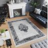 Tapis vintage avec franges rayé poils ras Mara