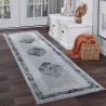 Tapis vintage avec franges rayé poils ras Mara