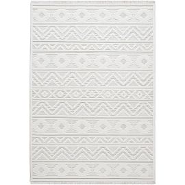 Tapis kilim crème intérieur avec franges Mehari