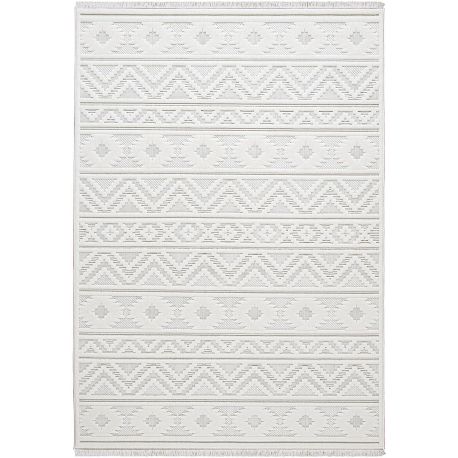 Tapis kilim crème intérieur avec franges Mehari