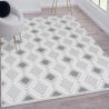 Tapis géométrique moderne beige avec franges Hypno