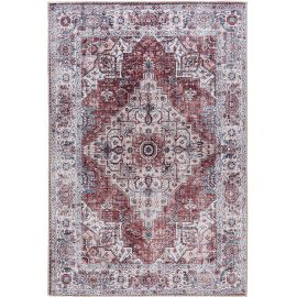 Tapis rouge vintage plat rayé Kashan