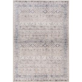 Tapis rayé beige vintage plat rectangle Samina