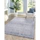 Tapis gris vintage rayé plat rectangle Dynastie