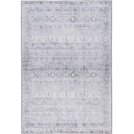 Tapis gris vintage rayé plat rectangle Dynastie