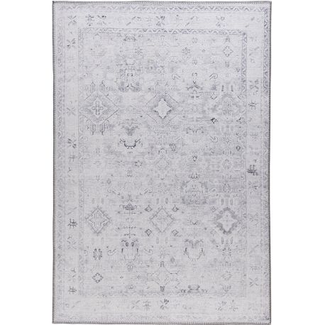 Tapis vintage rayé gris plat intérieur Kirman