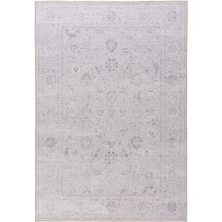 Tapis vintage gris rayé plat rectangle Ushak