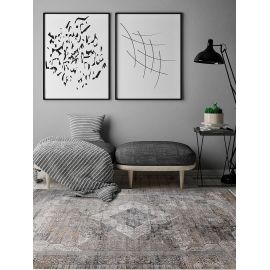 Tapis rayé avec franges vintage rectangle Heriz