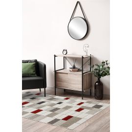 Tapis moderne ivoire graphique rectangle Nelle