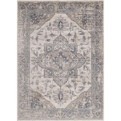 Tapis vintage rectangle rayé beige Gobi