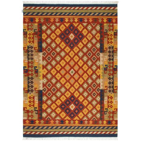 Tapis laine et coton avec franges plat kilim Azyan