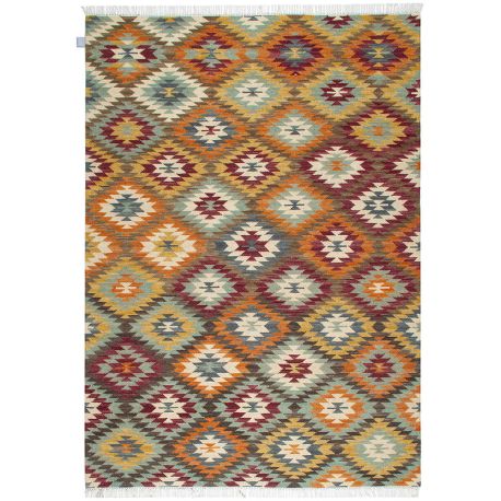 Tapis kilim plat laine et coton avec franges Bamako