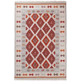 Tapis plat kilim avec franges laine et coton Folck