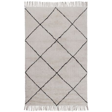 Tapis berbère coton avec franges ethnique Maroc