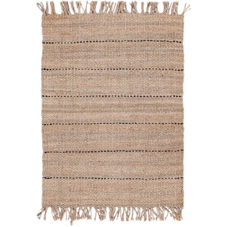 Tapis jute moderne naturel avec franges plat Nakka