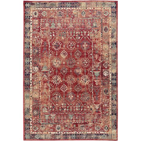 Tapis vintage rayé viscose poils ras Kashan