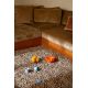 Tapis laine naturel feutré longues mèches design Rocks